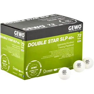 Gewo Double Star SLP Tischtennisbälle - 2 Sterne Tischtennis-Ball aus Plastik 40+ ohne Naht - Professionelle Trainings-Bälle - 72 hochwertige Tischtennisbälle weiß, 40+mm Durchmesser