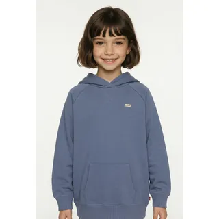 Levi's Hoodie LEVI'S KIDS, Mädchen, Gr. 10 (140), blau (coastalfjord), Obermaterial: 60% Baumwolle, 40% Polyester, unifarben, relaxed fit hüftbedeckend, angesetztes Bündchen, Sweatshirts Hoodie
