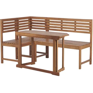Beliani Balkon Eckbank SET 4-teilig Akazienholz hellbraun modular Treia , Holz , Gartenmöbel, Gartengarnituren, Gartenmöbel-Sets