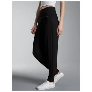 Haremshose TRIGEMA "TRIGEMA Lange Wellnesshose", Damen, Gr. L, Normalgrößen, schwarz, Single Jersey, 94% Viskose, 6% Elasthan, Hosen Haremshose