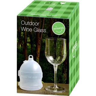 Winkee - Weinglas To Go I Stilvoller Wein-Genuss für unterwegs & Camping I Ca. 320ml I Festival Zubehör mit praktischer Box - Transparent