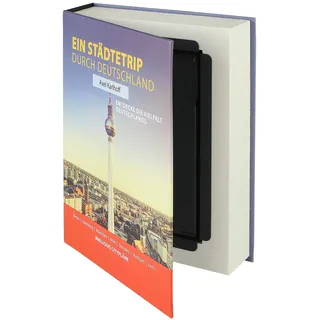 HMF 80915 Buchtresor Geldkassette Papierseiten | 23 x 15 x 4 cm | Städtetrip Deutschland