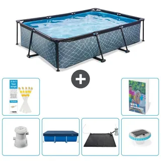 Exit Pool Rechteckig - Steinoptik - 300x200x65 cm - 5-teilig S328 - Grau