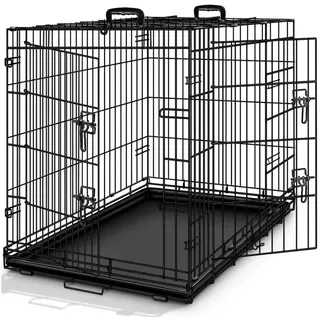 TRESKO Hundekäfig 122x74,5x80,5cm Metall Transportkäfig Auto Hundebox Transportbox faltbar Drahtkäfig | TRESKO