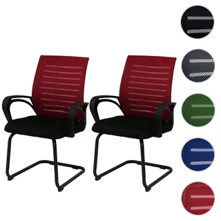 2er-Set Konferenzstuhl HWC-K51, Besucherstuhl Freischwinger, Stoff/Textil (250g/m2) FSC® ~ rot, Gest