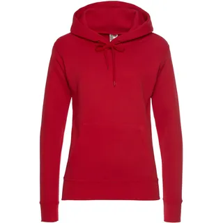 Kapuzensweatshirt FRUIT OF THE LOOM "Classic hooded Sweat Lady-Fit", Damen, Gr. L (40), rot, Sweatware, Obermaterial: 80% Baumwolle, 20% Polyester, unifarben, figurumspielend hüftlang, Rundhals, Bündchen, Sweatshirts Kapuzensweatshirt, mit Kängurutaschen