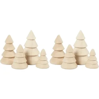 Creativ Weihnachtsbäume aus Holz, H: 3,3 - 6,3 cm, D: 2,3 - 4 cm, 4 Stück (Packung mit 2), Empress-Holz