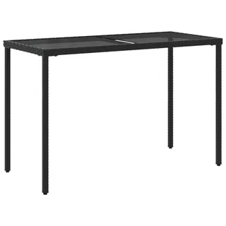 vidaXL Gartentisch mit Glasplatte Schwarz 115x54x74 cm Poly Rattan - Schwarz