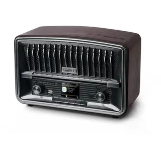 Muse Digitalradio, DAB+ FM, Radiowecker, Dual-Alarm, (M-135 DBT) LCD-Display, 2 x 5 Watt, Schlummerfunktion, USB-AUX-IN Telefonbuchse, Dunkelgrau, Retro, Nostalgieradio