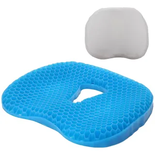 Newthinking Gel Sitzkissen– Orthopädisches Sitzkissen & Dekubituskissen mit Rutschfester, atmungsaktiver Hülle für Bürostuhl, Auto, Homeoffice (Blau)