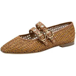 TAMARIS Damen Ballerina mit Strap flach, braun, 41 EU