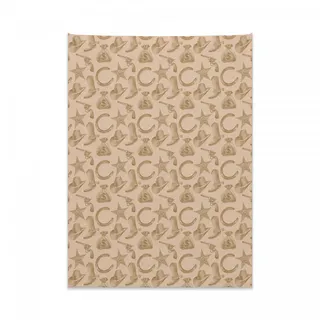 Abakuhaus Western Wandteppich, Geld Revolver und Punkte aus Weiches Mikrofaser Stoff Kein Verblassen Klare Farben Waschbar, 110 x 150 cm, Braun Tan - Braun