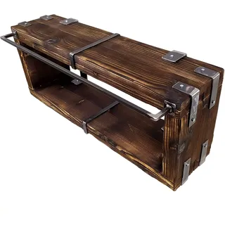 CHYRKA® Waschbeckenschrank (Natur, 100x28 cm H=40 cm) BORYSLAW-Bad Badmöbel Waschtisch Waschbecken Hängeschrank Unterschrank Design Massivholz Loft Handmade Vintage Deco - Braun