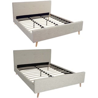 Mendler Polsterbett HWC-J98, Bett Doppelbett Bettgestell mit Lattenrost, Massivholz 160x200cm grau - Grau