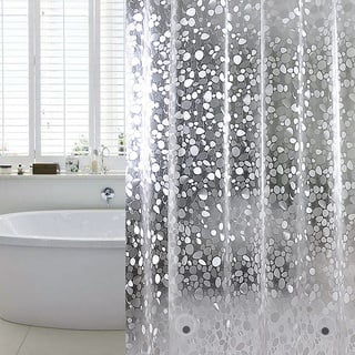 WELTRXE Duschvorhang Anti-Schimmel mit Gewicht Magnet unten, 0.2mm [183x200cm] Wasserdicht Antibakteriell Eva Vorhang für Dusche und Badewanne für Kinder, 3D Steinmuster, inkl. 12 Duschvorhangringen