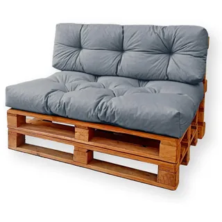 4L Textil Palettenkissen waschbar Palettenauflagen Europaletten Sitzkissen Rückenlehne wetterfest (Set 120x80 cm + 120x40 cm, Dunkelgrau Uv-beständig) - Dunkelgrau