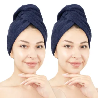 hammetex Turban-Handtuch 25 x 64 cm blau 2 St.