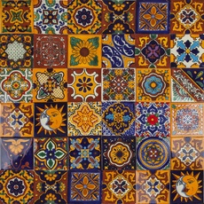 Cerames Mexikanische Keramische Fliesen Girasol - 30 dekorative mexikanische mosaik fliesen für Badezimmer, Küche, Dusche, Treppen, Küchenrückwand | Keramikmosaikfliesen 10,5x10,5 cm