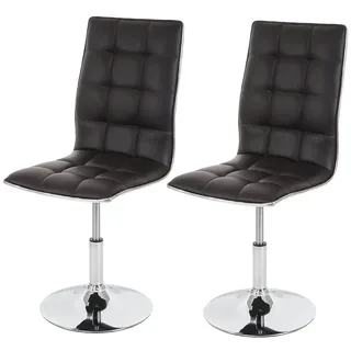 Mendler 2er-Set Esszimmerstuhl HWC-C41, Stuhl Küchenstuhl, höhenverstellbar drehbar, Kunstleder FSC®-zertifiziert ~ braun