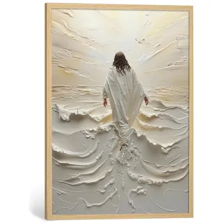 biblspace Jesus-Wandkunst, religiöse Wanddekoration, christliche Poster für Schlafzimmer, Bibelvers, Bilder von Jesus, der auf Wasser geht, Leinwand, Wandkunst für Wohnzimmer, moderne Schrift, Gemälde, 40,6 x