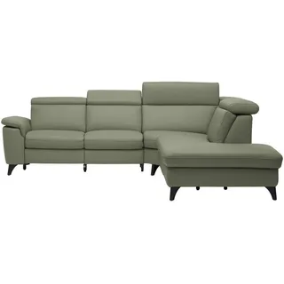 Cantus Ecksofa , Grün , Leder , Echtleder , Color-Finish-Leder , Uni , Ottomane rechts, L-Form , 285x239 cm , Typenauswahl, Bettkasten erhältlich, Fußauswahl, Lederauswahl, Stoffauswahl, seitenverkehrt erhältlich, Hocker erhältlich, Rückenfutter , Wohnzimmer, Sofas & Couches, Wohnlandschaften, Ecksofas