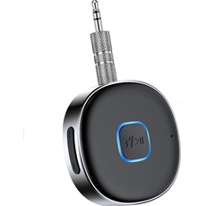 HORJOR AUX Bluetooth Adapter Auto Tragbarer, Bluetooth 5.0 Empfänger Drahtloser Bluetooth Adapter für Auto, Kopfhörer, Freisprechanrufen, Dual Verbindung, 16H Standby Time