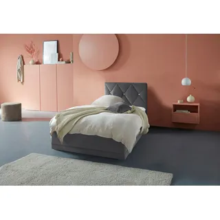 Westfalia Schlafkomfort Polsterbett "Adamas", grau (anthrazit), L:210cm, Bezug: 100% Polyester, Polsterung: Polsterwatte, Material Gestell: gepolsterter Holzwerkstoff, WESTFALIA SCHLAFKOMFORT, Betten, Polsterbett, auch mit Bettkasten, Knopfheftung mit Strasssteinen