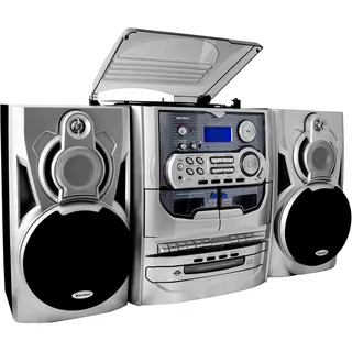 Karcher KA 5300 Kompaktanlage mit CD-Player, Schallplattenspieler, Kassettendeck und Radio, inklusive Fernbedienung