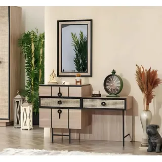 Luxus Möbel Design Schminktisch mit Spiegel Beige Design Schlafzimmer Modern - Beige