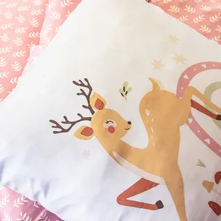 sweeek - Wendbare Bettwäsche 1 Platz, Motiv verzauberter Wald, Mikrofaser 140 x 200 cm - Rosa / Weiß