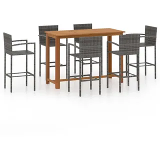 vidaXL 7-tlg. Gartenbar-Set Grau - Grau