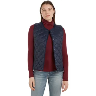 Tommy Hilfiger Damen Weste Down Quilted Collarless Vest Dünn, Blau (Desert Sky), L