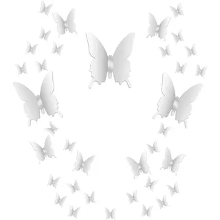 BBTO 36 Stücke DIY Spiegel Schmetterling Kombination 3D Spiegel Wandaufkleber Wanddeko Wandsticker Haus Dekoration