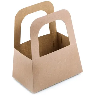Geschenkkörbchen Kraftpapier, 5 Stück: Braune Taschen mit Henkel zum Befüllen, Geschenktasche Papier, Papiertaschen Geschenke Ostern, Weihnachten, Hochzeit & Geburtstag, Braun, 17,5 x 14,5 x 10 cm