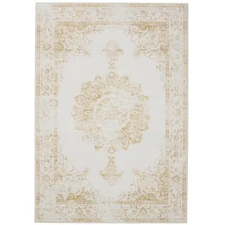 benuta Vintage-Teppich George waschbar 160x230 cm , Creme, Gelb , Kunststoff , Vintage , Rechteckig , 160x230 cm , Oeko-Tex® Standard 100 , in verschiedenen Größen erhältlich, rutschfeste Unterfläche, waschbar , Teppiche und Böden, Teppiche, Vintageteppiche