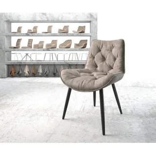 DELIFE Esszimmerstuhl Taimi-Flex Mikrofaser Taupe Vintage 4-Fuß konisch Schwarz - Beige, Taupe, Schwarz