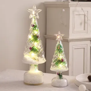Mini Weihnachtsbaum, 2 Stück Kleiner Weihnachtsbaum mit Beleuchtung, LED Mini Weihnachtsbaum, Künstlicher Tannenbaum, Acryl Weihnachtsbäume Tisch Weihnachtsdeko Innen Weihnachts Dekoration