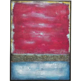 Kare Design Leinwandbild Vista Rot, Wandbild, Leinwand, Acrylfarbe, handgemalt, Unikat, Abstrakt, Modern, Wohnzimmer, Schlafzimmer, Flur, 122x92 cm (L/B)