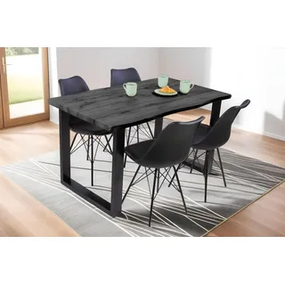 Sam Esstisch Baumkante Holz-Optik Grau 120 x 80 U-Gestell schwarz JOSY - Grau