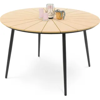 di volio Gartentisch Palermo ø 120 cm, rund - beige, Gartentisch - wetterfest & langlebig, aus Polywood und Aluminium - Beige, Schwarz