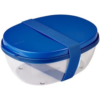 Mepal - Salatbox Ellipse - Salat-Lunchbox mit mehreren Fächern - Bento-Box für Salate unterwegs - Gesundes Mittagessen & Lifestyle - Plastik Meal Prep Box - 1300 ml + 600 ml - Vivid blue