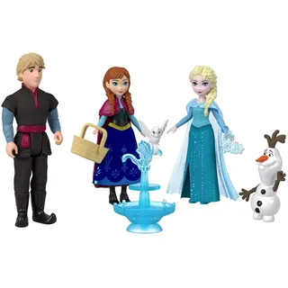 Mattel Die Eiskönigin Anna und Elsa Charakterset mit 4 kleinen Puppen und 4 Zubehörteilen