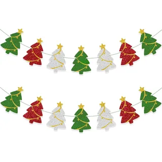 Tinbax Weihnachtsdekoration – Weihnachtsbaum-Banner Girlande für Weihnachtsdekoration zum Aufhängen (vorbespannt)