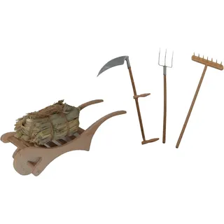 Krippen-Zubehör ALFRED KOLBE "Weihnachtsdeko", beige (natur), Holzwerkstoff, Dekofiguren, Krippen-Zubehör, Leiterkarren mit Heubündel, inkl. Rechen, Sense und Heugabel