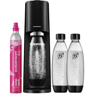 Sodastream Wassersprudler TERRA Schwarz Set mit 3 Flaschen und Sirup - schwarz
