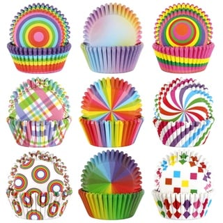 SANNIX 450 Stück Muffinförmchen Papier, Muffins Backförmchen, Regenbogen Muffinform Papier, Cupcake Formen für Dessert Hochzeit Geburtstag Party Kuchendekorationen