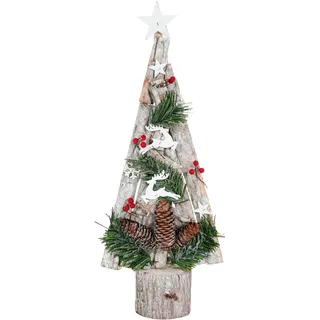 Mendler Deko-Weihnachtsbaum HWC-M16, Christbaum mit Stern Weihnachtsdekoration, Holz 57x23x10cm