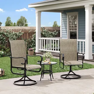 GarveeHome 2er-Set Atmungsaktive Textilene-Loungesessel, Terrassenstuhl Mit 360° Drehbarem Metallfuß, Wetterfester Sessel, Für Terrasse Und Garten, 50 × 51 × 102 cm