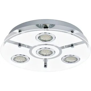 EGLO Deckenlampe Cabo, Deckenleuchte, Edelstahl in chrom, Glas satiniert in weiss, klar GU10 Fassung warmweiß