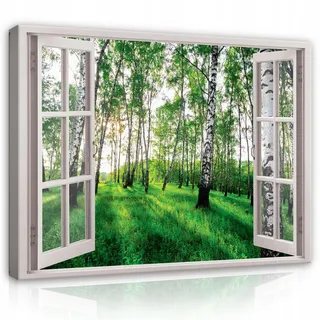 Wallarena Leinwandbild Wald Natur Bilder Modern 80x60 , Multicolor , Holzwerkstoff , Recyclingholz , Baum/Pflanze/Natur , Rechteckig , 80x60 cm , FSC 100% , 3D-Effekt , Bilder & Rahmen, Bilder, Leinwandbilder
